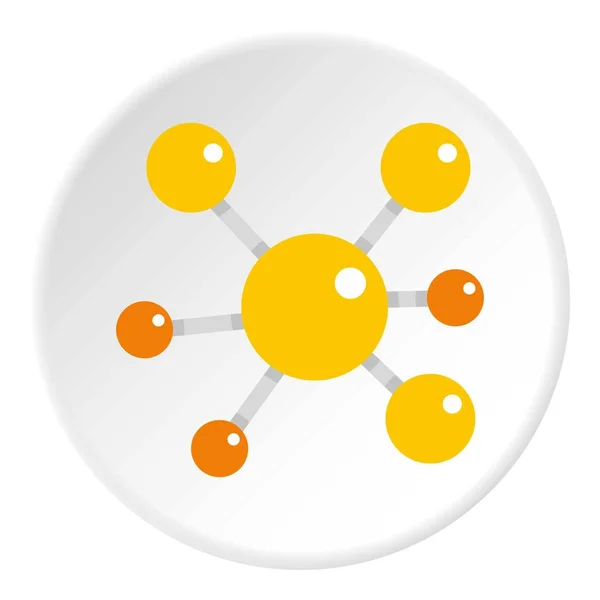 Modelo molecular amarillo icono círculo — Vector de stock