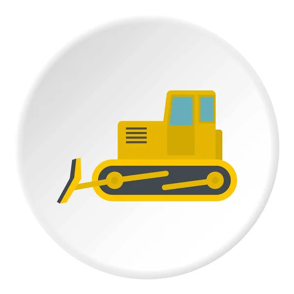 Círculo de ícone bulldozer amarelo — Vetor de Stock