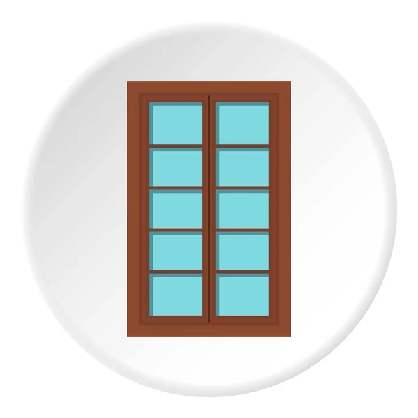 Lingkaran ikon jendela kisi coklat kayu - Stok Vektor