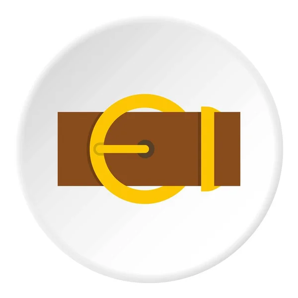 Cinturón marrón con un círculo icono de hebilla redonda de oro — Vector de stock