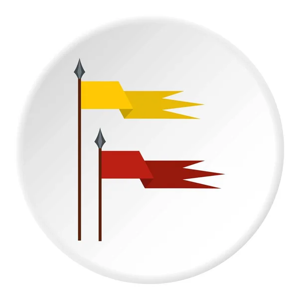 Altın ve kırmızı Ortaçağ bayrak simgesini daire — Stok Vektör