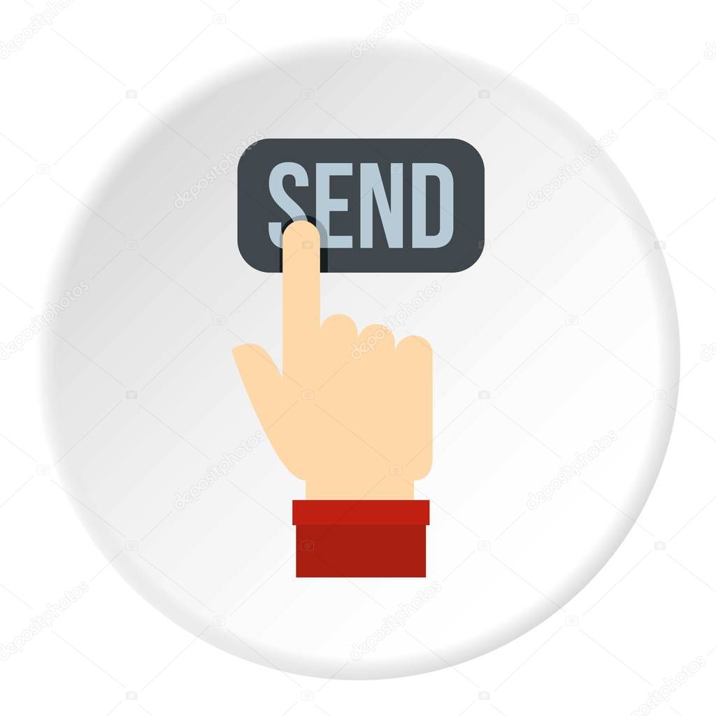 Send button and hand icon circle
