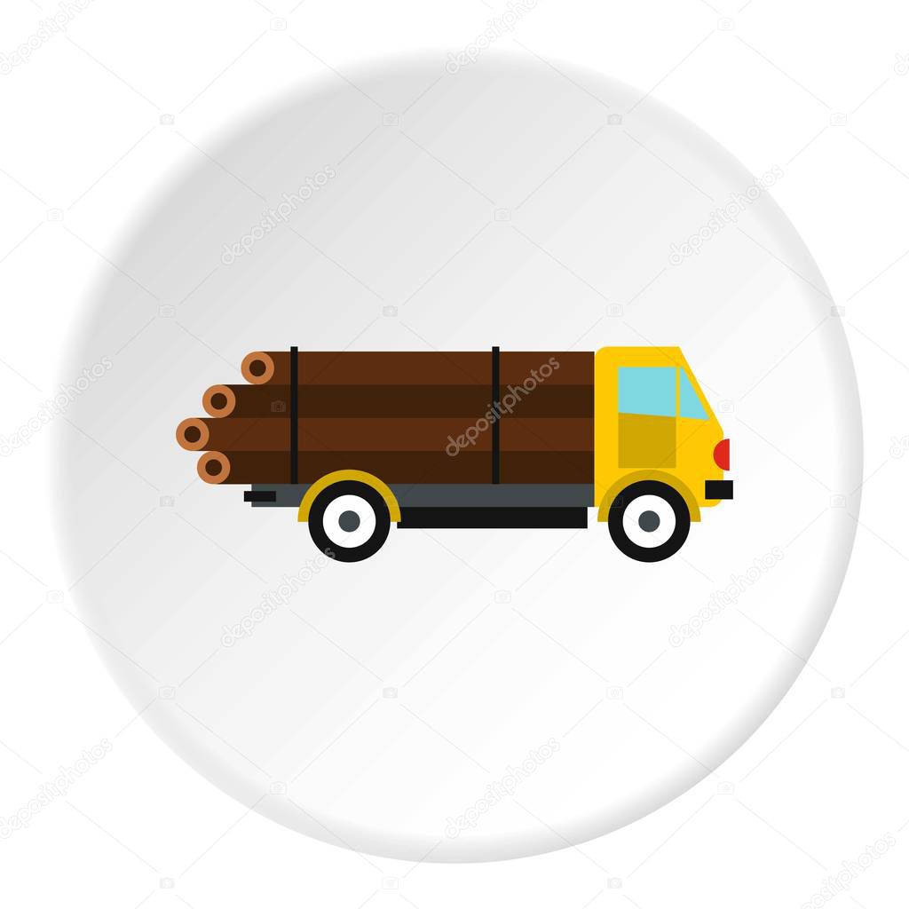 Logging truck with logs icon circle
