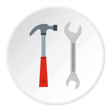 Çekiç ve İngiliz anahtarı simgesini daire