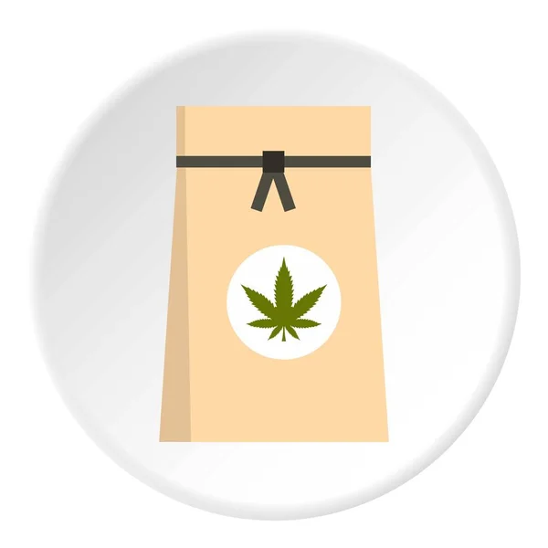 Sac en papier de cercle icône de marijuana médicale — Image vectorielle