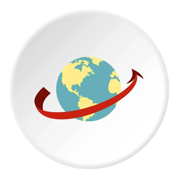 Med flyg runt världen ikonen cirkeln — Stock vektor