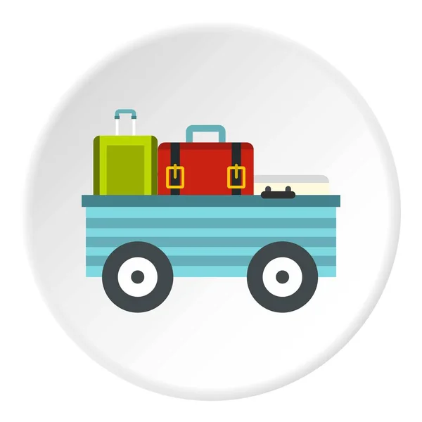 Carrello merci con cerchio icona bagaglio caricato — Vettoriale Stock
