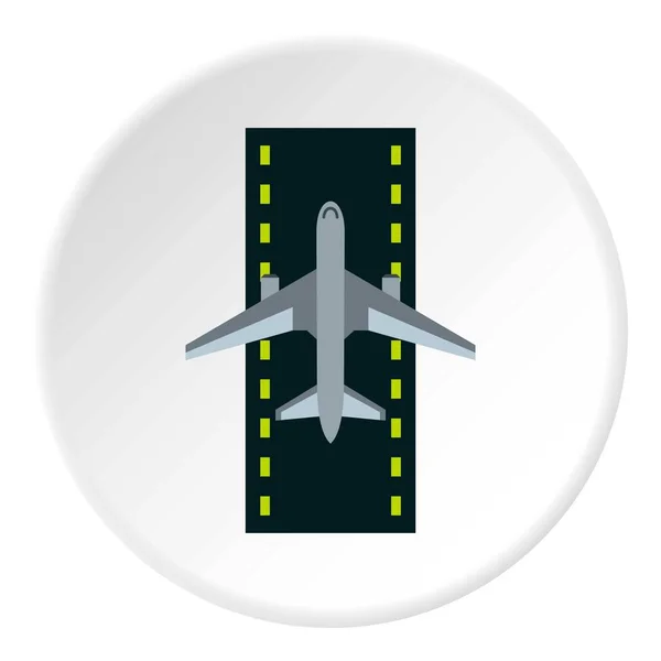 Διάδρομος προσγείωσης με αεροπλάνο εικονίδιο κύκλο — Διανυσματικό Αρχείο