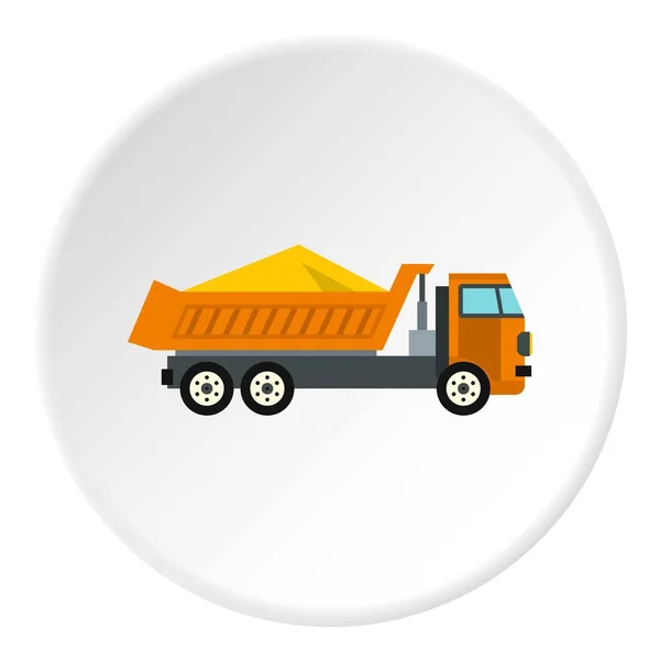 Camion avec cercle d'icône de sable — Image vectorielle