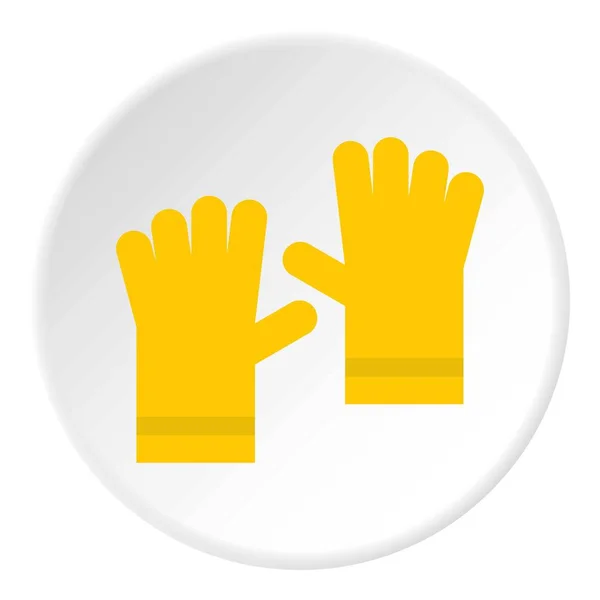 Żółty gumowe rękawice ikona koło — Wektor stockowy