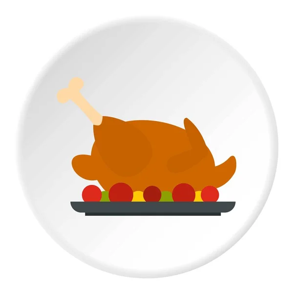 Pollo frito con tomates icono círculo — Vector de stock