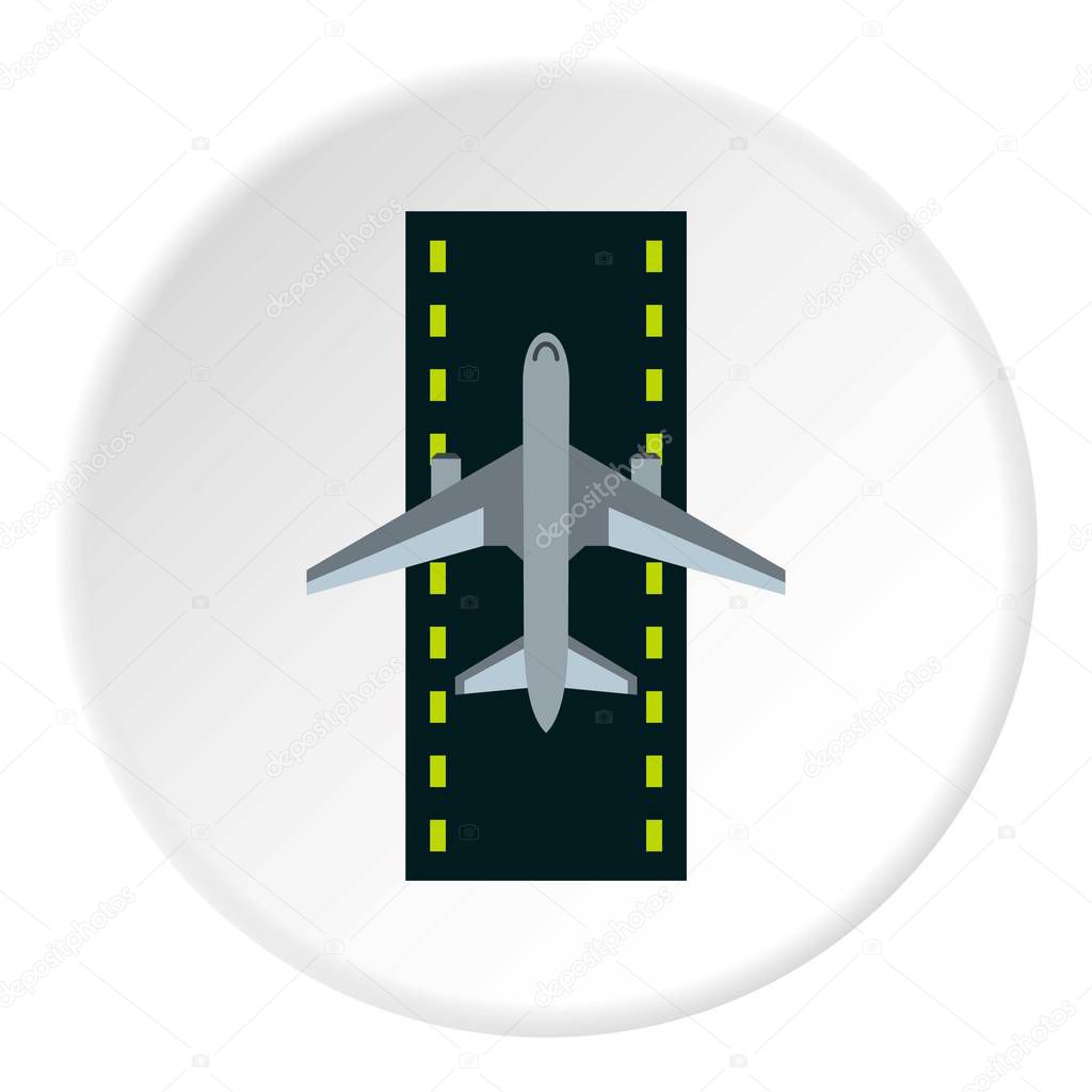 Airstrip with airplane icon circle