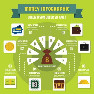 Para Infographic kavramı, düz stil