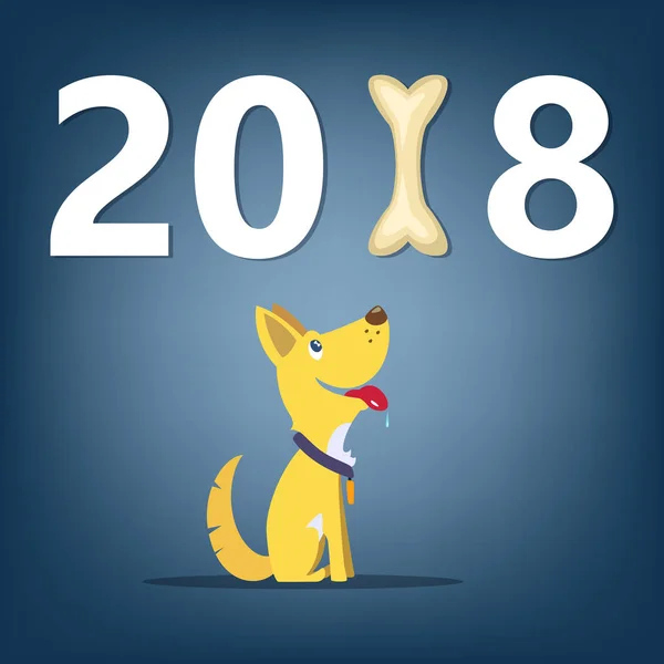 Simbol anjing 2018 Konsep tahun baru kartun banner - Stok Vektor