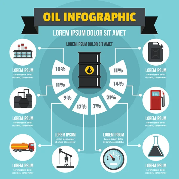 Petrol Infographic kavramı, düz stil