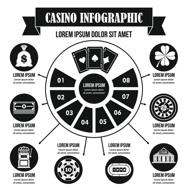 Casino concepto infográfico, estilo simple — Archivo Imágenes Vectoriales