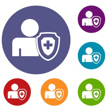 Kişi ve tıbbi çapraz Koruma Kalkanı simgeler