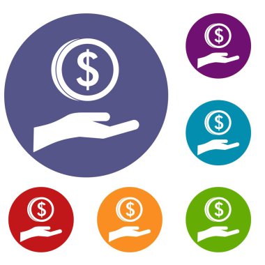 El ve Doları para Icons set