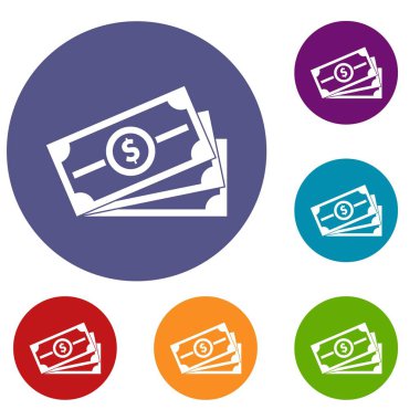 Yığın dolar faturaları simgelerin ayarlamak