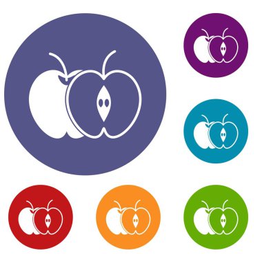 Tüm elmayı ve yarım Icons set