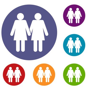 İki kız lezbiyenler Icons set
