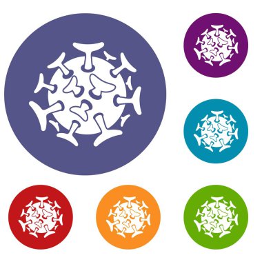 Yuvarlak viral bakteri Icons set