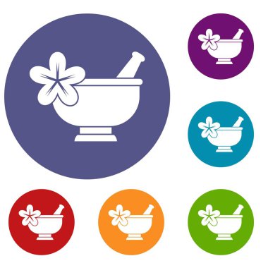 Harç ve havaneli eczane Icons set