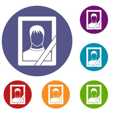 Bellek portre Icons set