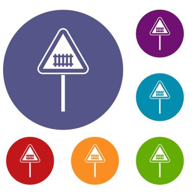 Uyarı yol işareti Icons set
