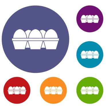 Yumurta karton paket Icons ayarla