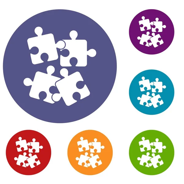 Jigsaw rompecabezas iconos conjunto — Archivo Imágenes Vectoriales