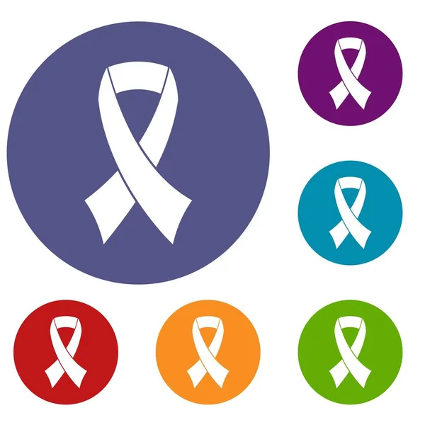 Conjunto de iconos de cinta de conocimiento de cáncer de mama — Archivo Imágenes Vectoriales