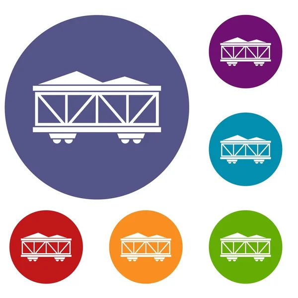 Vasúti teherszállító kocsi ikonok beállítása — Stock Vector