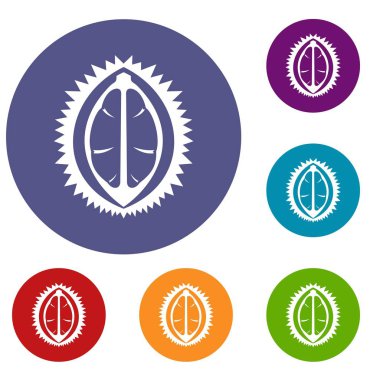 Durian meyve Icons set
