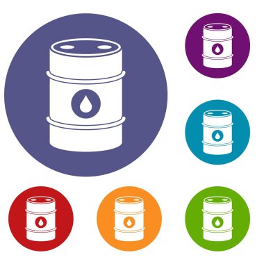 Metal petrol varil Icons set