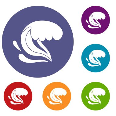 Sörf dalga Icons set