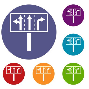 Trafik yolları kavşak kavşak Icons set
