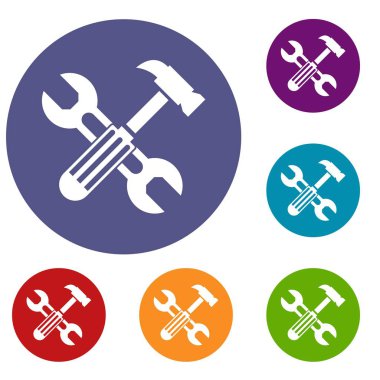 Çekiç ve vida anahtarı Icons set