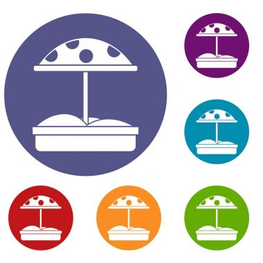 Kum ile noktalı şemsiye Icons set