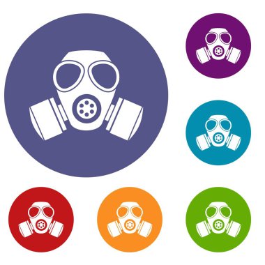 Kimyasal gaz maskesi Icons set