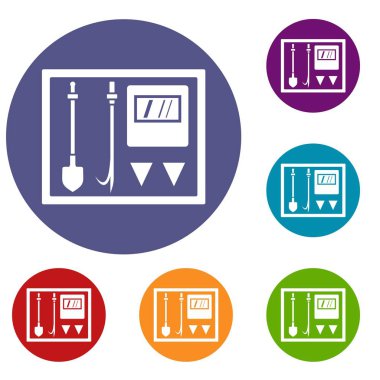 Yangın kalkan Icons set