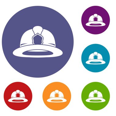 İtfaiyeci kask Icons set