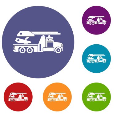İtfaiye aracı Icons set