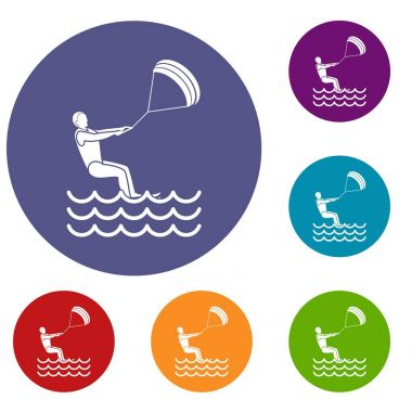 adam rol kitesurfing Icons set alır.
