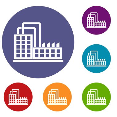 Fabrika Binası Icons set