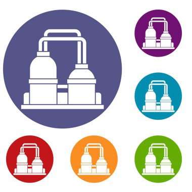 Petrol işleme fabrika Icons set