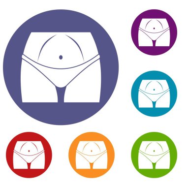İnce kadın vücudunda külot Icons set