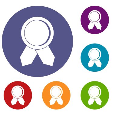 Daire rozet wih şeritler Icons set