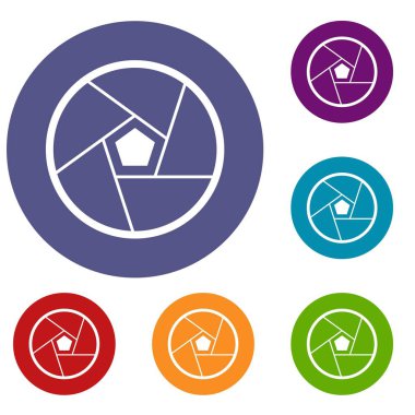 Fotoğraf lens Icons set