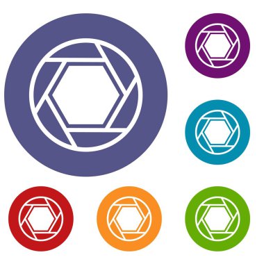 Yakın objektif Icons set